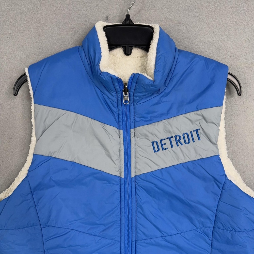 Detroit Lions Vest Womens Large Blue NFL Football Team Apparel Reversible - Picture 2 of 11